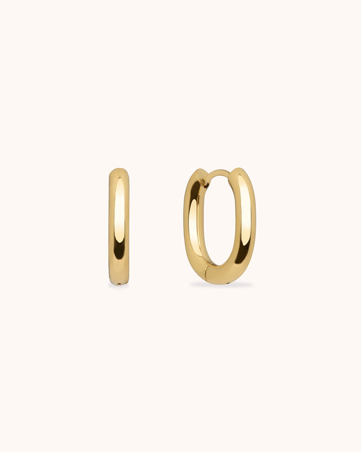 Thick Oval Hoop Earrings in Gold