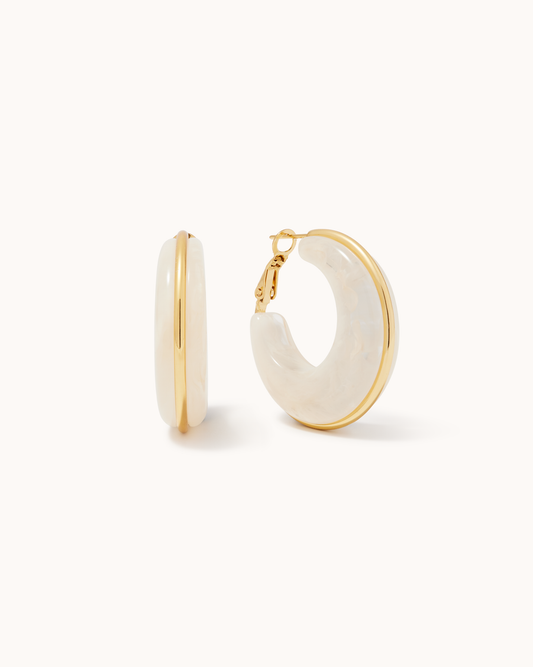 Large Oval Resin Hoops in Cream