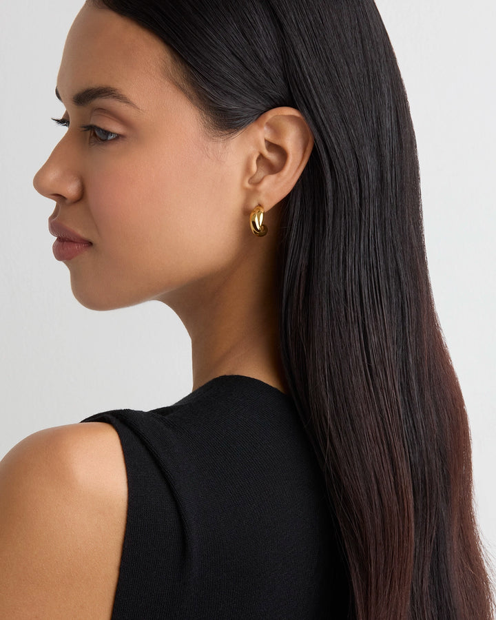 Waterproof Crossover Hoop Earrings in Gold