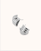 Waterproof Small Crossover Layered Earrings in Silver