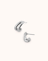 Waterproof Double-Lined Stud Earrings in Silver