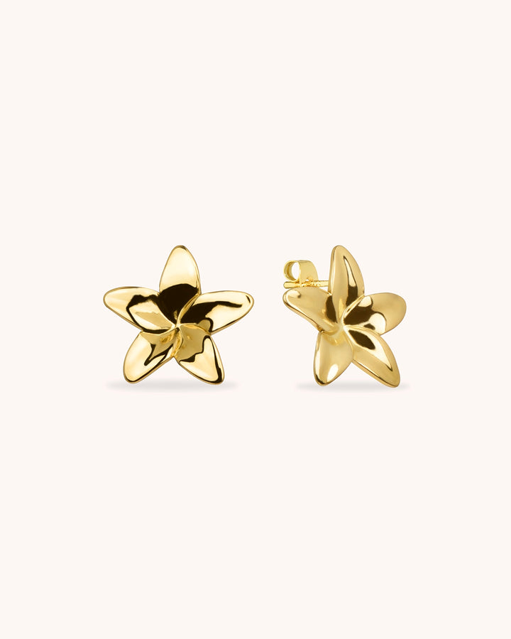 Waterproof Small Flower Stud Earrings in Gold