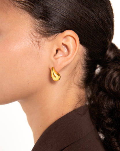 Waterproof Medium Droplet Studs in Gold
