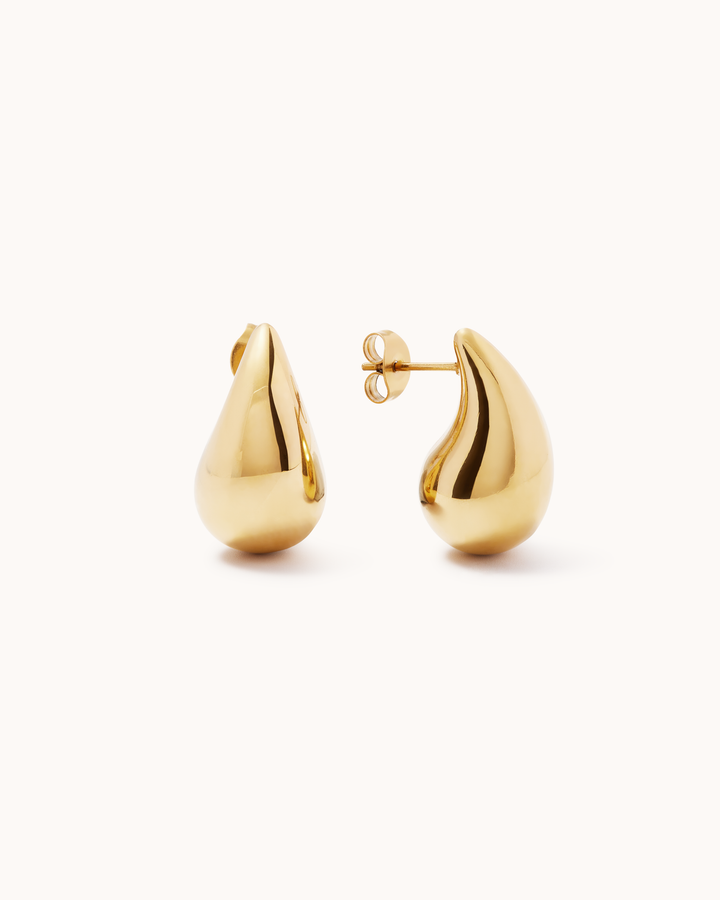 Waterproof Medium Droplet Studs in Gold