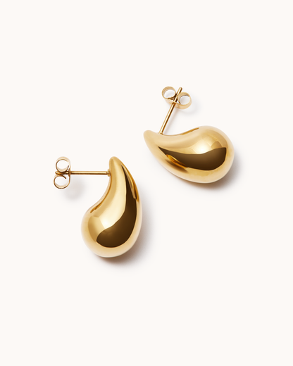Waterproof Medium Droplet Studs in Gold