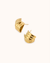 Waterproof Small Crossover Layered Earrings in Gold
