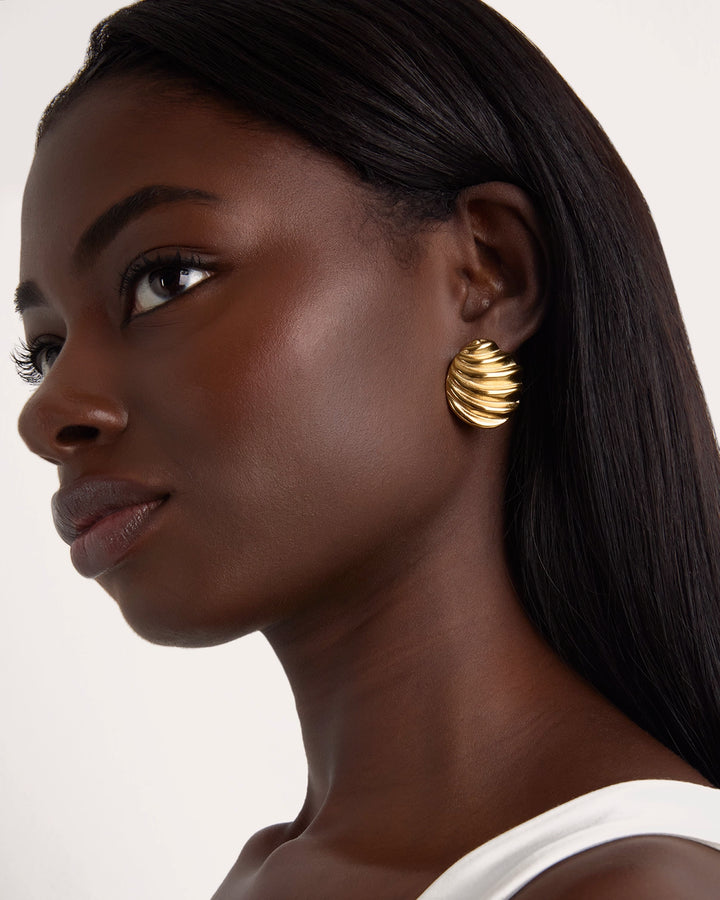 Waterproof Shell Stud Earrings in Gold
