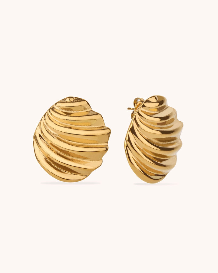 Waterproof Shell Stud Earrings in Gold