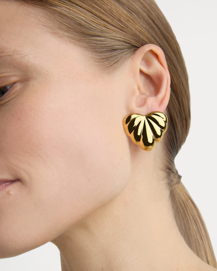 Bubble Heart Statement Studs in Gold