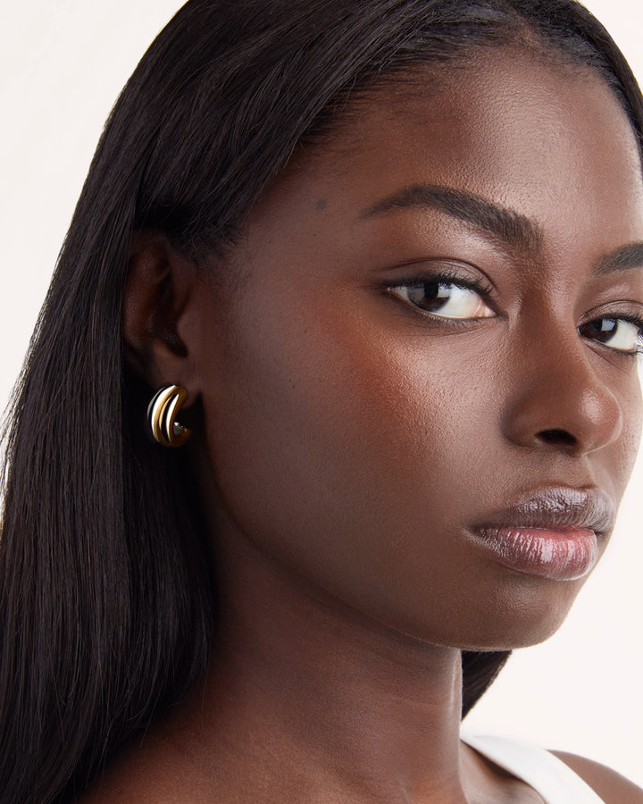 Mixed Metal Double Hoops