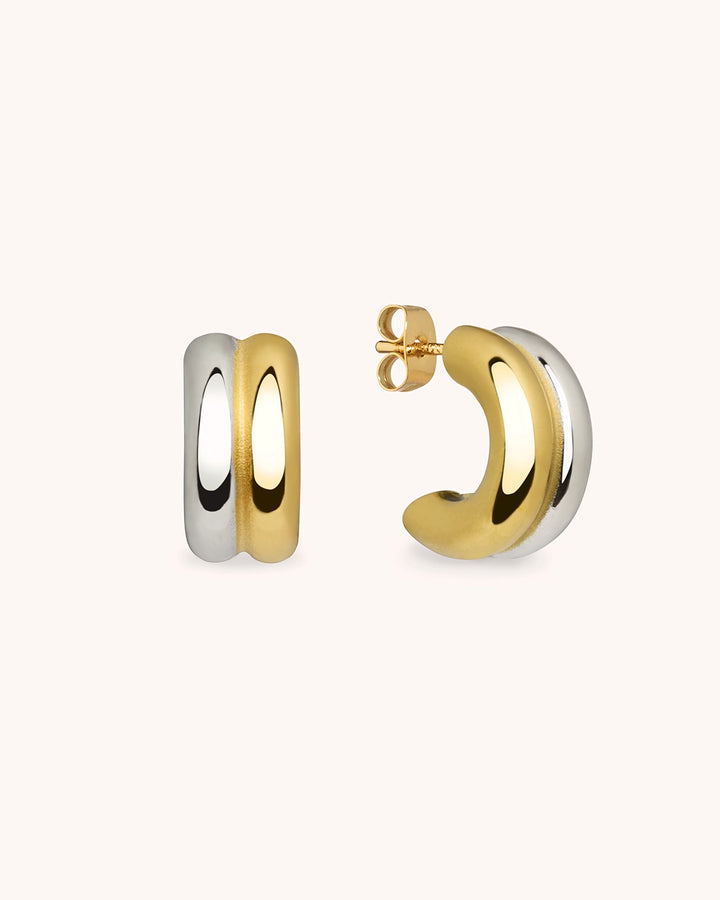 Mixed Metal Double Hoops