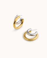 Waterproof Mixed Metal Double Hoops