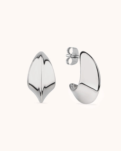 Waterproof Medium Edged Hoops in Silver