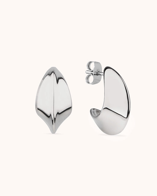 Waterproof Medium Edged Hoops in Silver