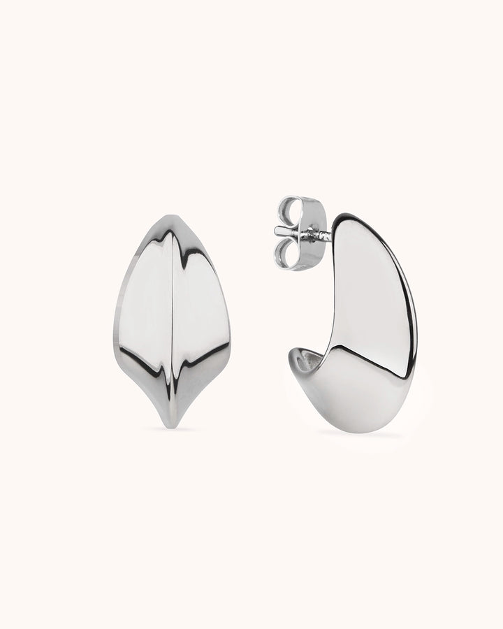 Waterproof Medium Edged Hoops in Silver