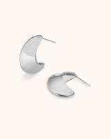 Waterproof Medium Edged Hoops in Silver