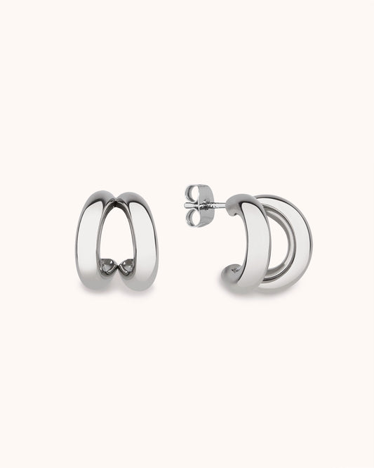 Illusion Thick Hoop Earrings in Silver