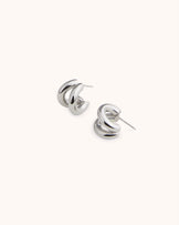 Illusion Thick Hoop Earrings in Silver