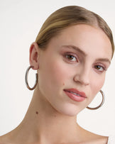 Large Thick Hoop Earrings in Silver