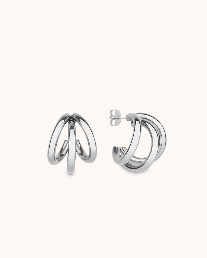 Illusion Chunky Hoop Earrings in Silver