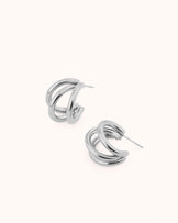 Illusion Chunky Hoop Earrings in Silver