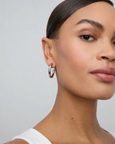 Medium Round Hoop Earrings in Silver
