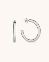 Medium Round Hoop Earrings in Silver