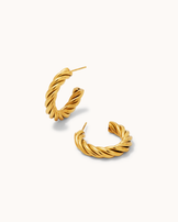 Waterproof Thick Twisted Hoop Earrings in Gold
