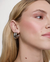 Double Hoop Earrings in Silver