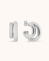 Double Hoop Earrings in Silver