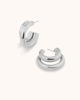 Double Hoop Earrings in Silver