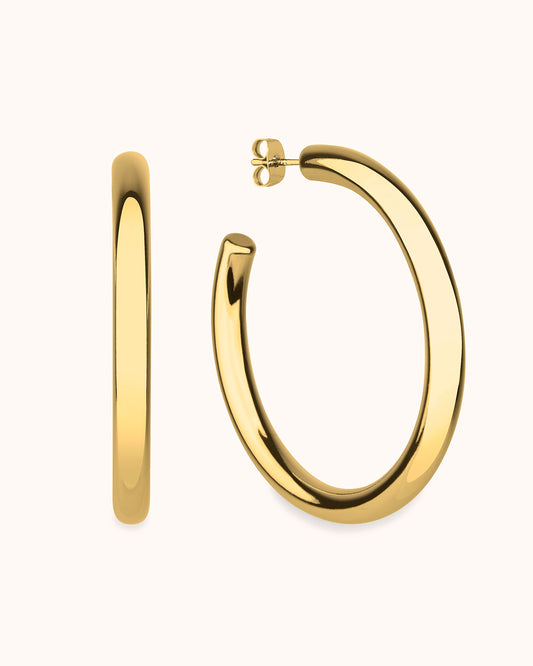 Large Thick Hoop Earrings in Gold