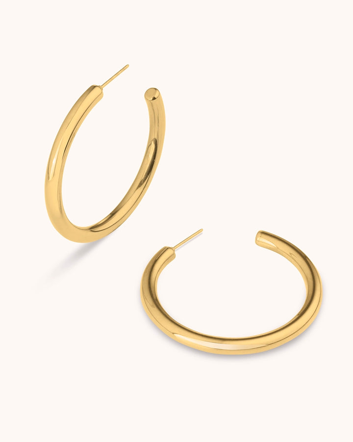 Large Thick Hoop Earrings in Gold