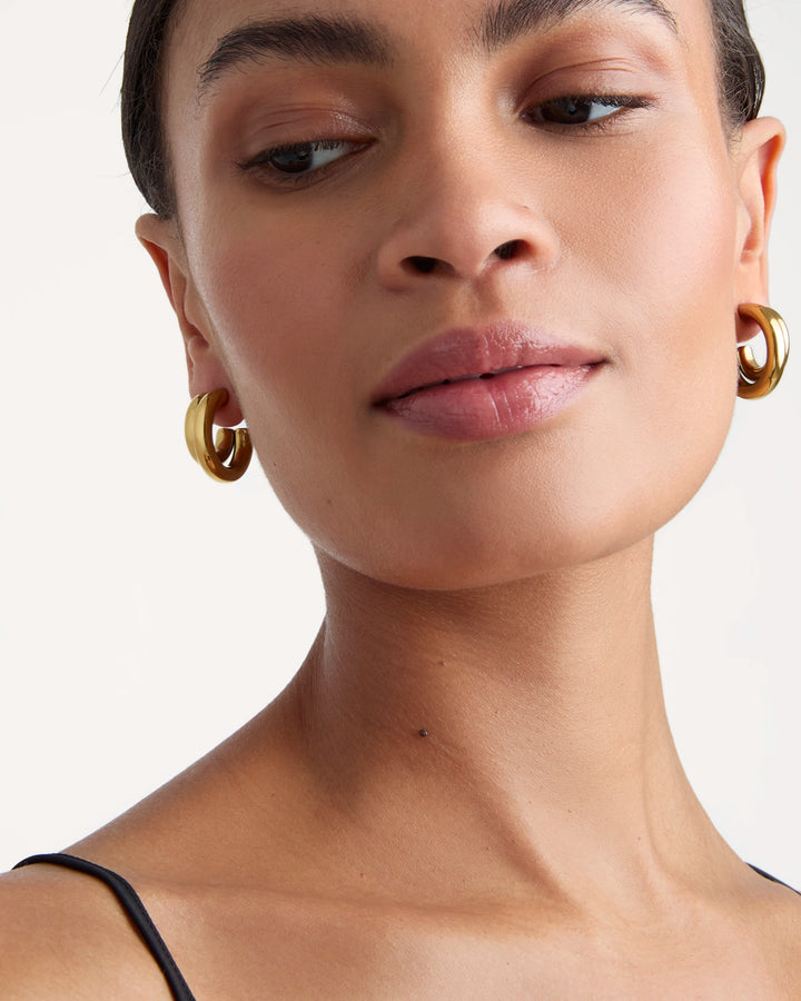 Waterproof Chubby Infinity Hoop Earrings in Gold