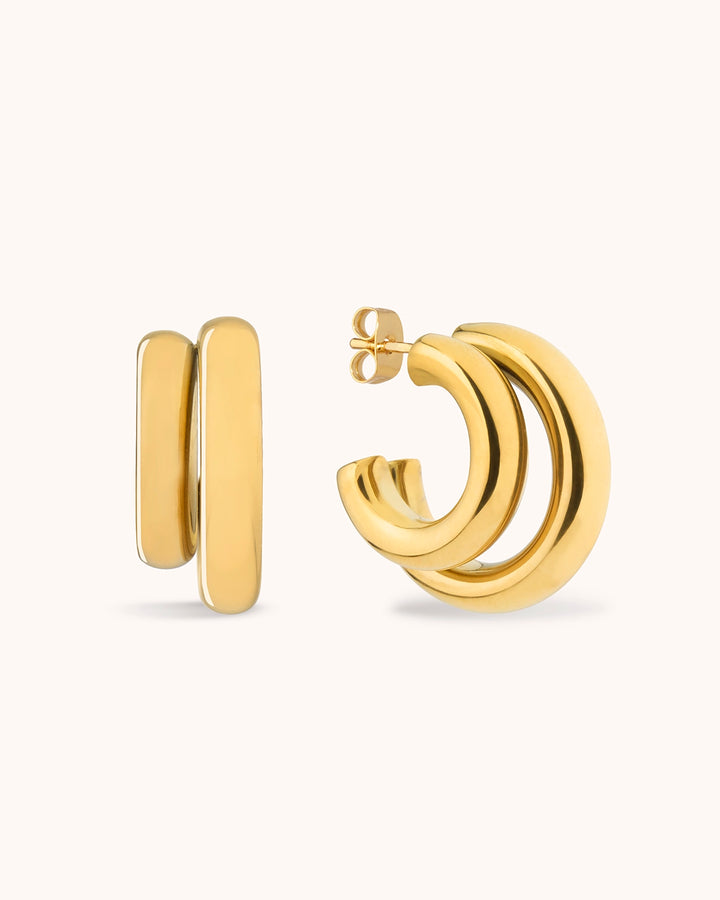 Waterproof Chubby Infinity Hoop Earrings in Gold