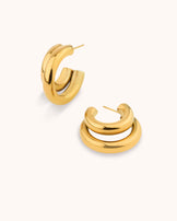 Waterproof Chubby Infinity Hoop Earrings in Gold