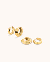 Smooth & Layered Hoop Earrings Pack in Gold
