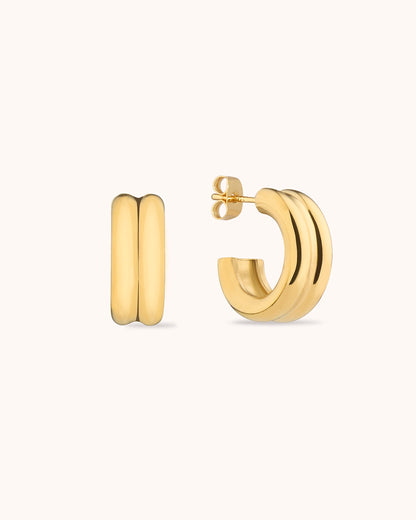Double Layered Hoop Earrings in Gold