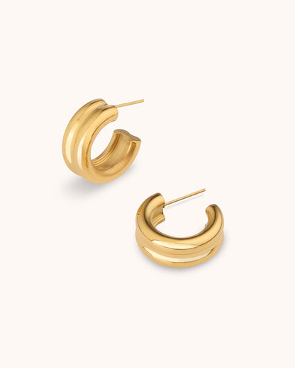 Double Layered Hoop Earrings in Gold