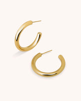 Medium Round Hoop Earrings in Gold