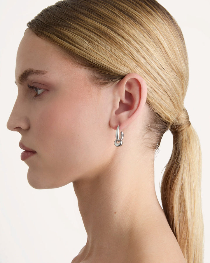 Waterproof Hoop Attachment Earrings in Silver