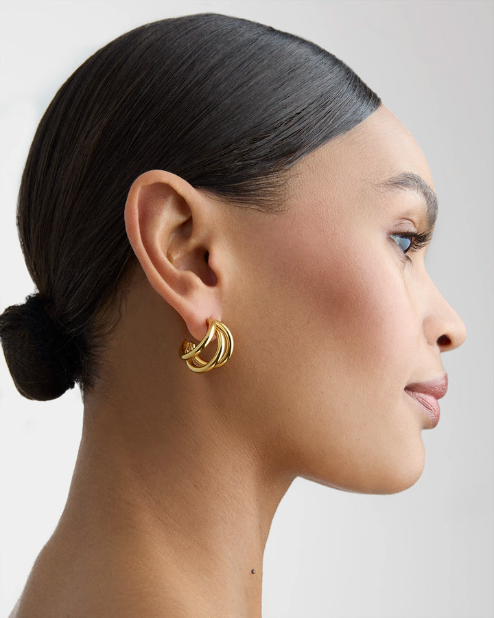 Waterproof Illusion Chubby Hoop Earrings in Gold
