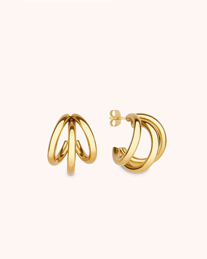 Waterproof Illusion Chubby Hoop Earrings in Gold