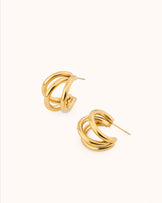 Waterproof Illusion Chubby Hoop Earrings in Gold