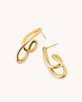 Waterproof Long Wavy Round Hoop Earrings in Gold