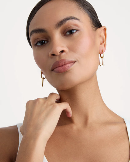 Waterproof Round Double Oval Hoop Earrings in Gold