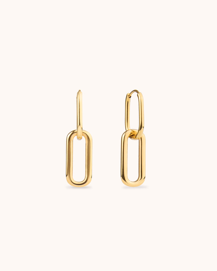 Waterproof Round Double Oval Hoop Earrings in Gold