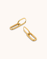 Waterproof Round Double Oval Hoop Earrings in Gold