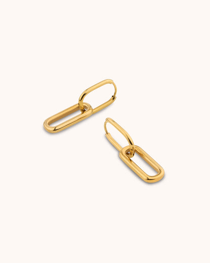 Waterproof Round Double Oval Hoop Earrings in Gold