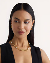 Waterproof Pearl Chunky Chain Necklace in Gold